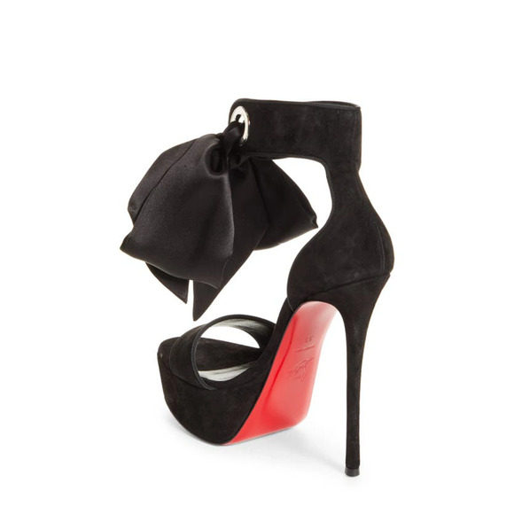Christian Louboutin Torrida Alta 150 Black Silk Bow Platform Sandal Heel Pump 42 - Picture 8 of 12